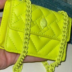 KURT GEIGER LONDON Micro Kensington Neon Yellow Leather Crossbody